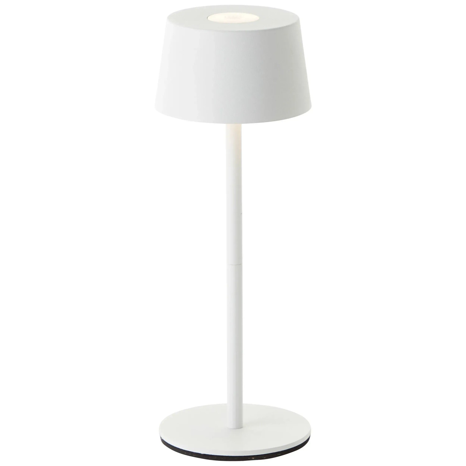 Weiße Brilliant Akku-Tischleuchte Jona, 25 cm, für Innen & Außen. Dekoleuchte mit Touchdimmer.