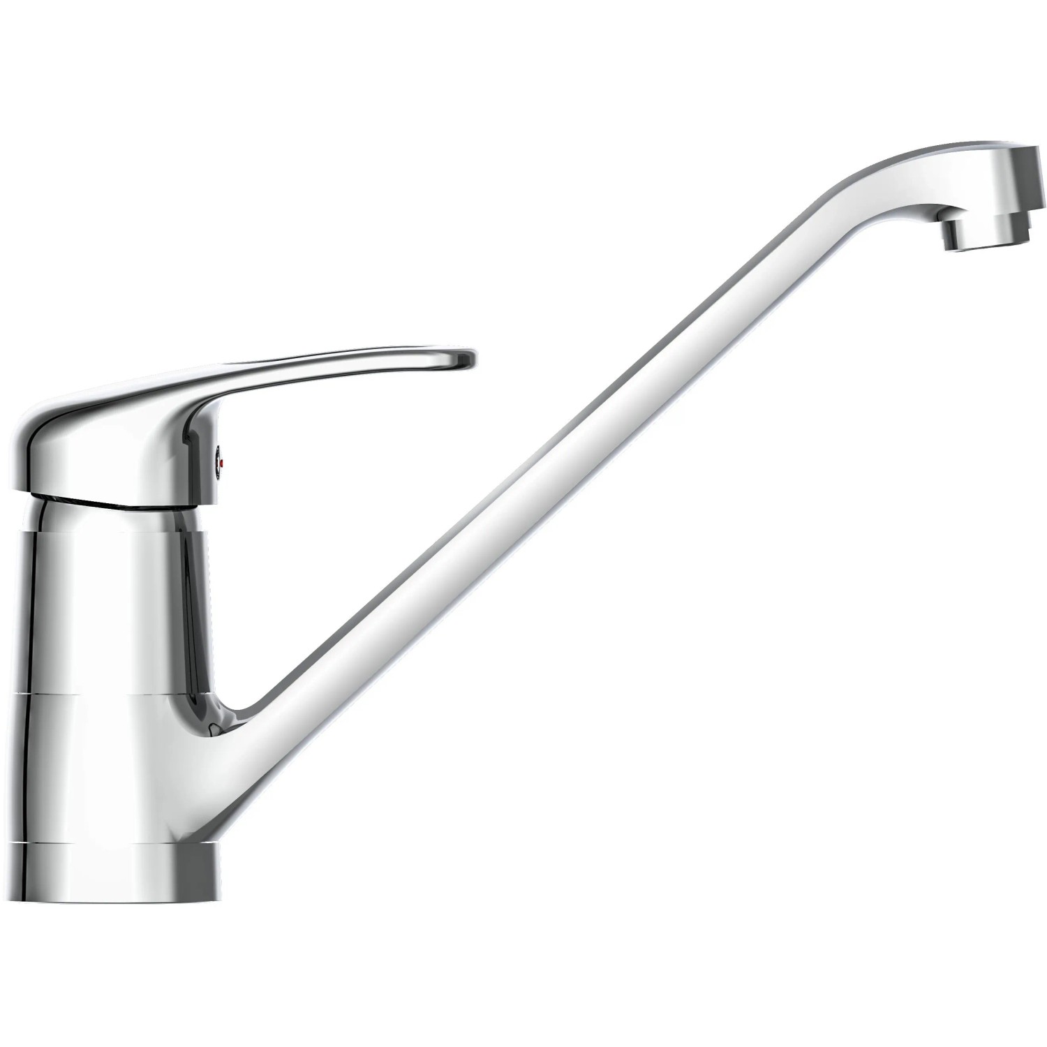 Chromfarbene Schütte Design Spültischarmatur Grande mit hohem, schwenkbarem Auslauf.