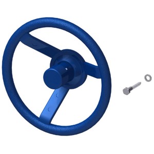 Blaues Winnetoo Lenkrad mit Hupe und Schraube für Gartenspielgeräte.
