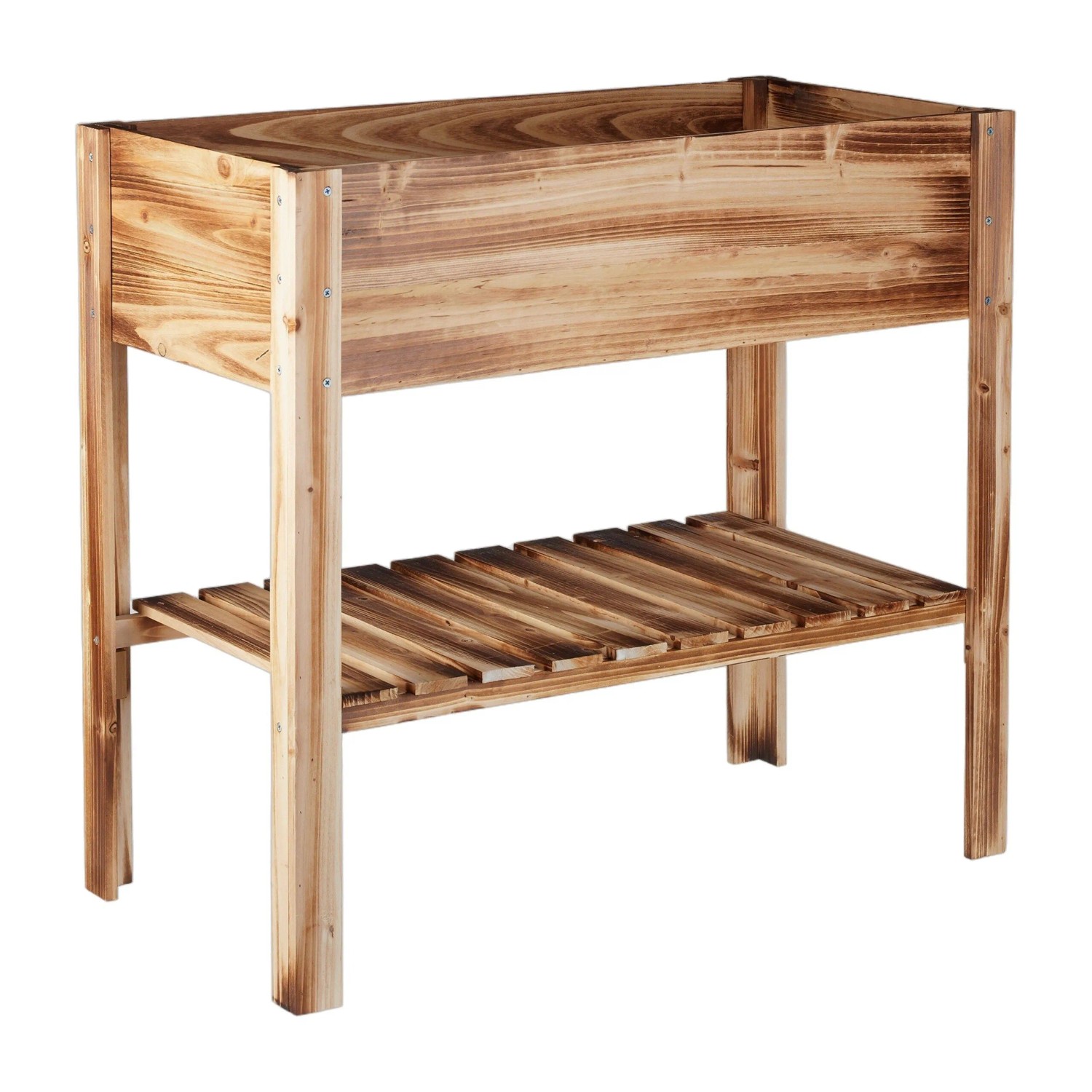 Relaxdays Hochbeet Holz Geflammt Freistehend 80 cm x 88 cm x 43,5 cm 6,8 kg