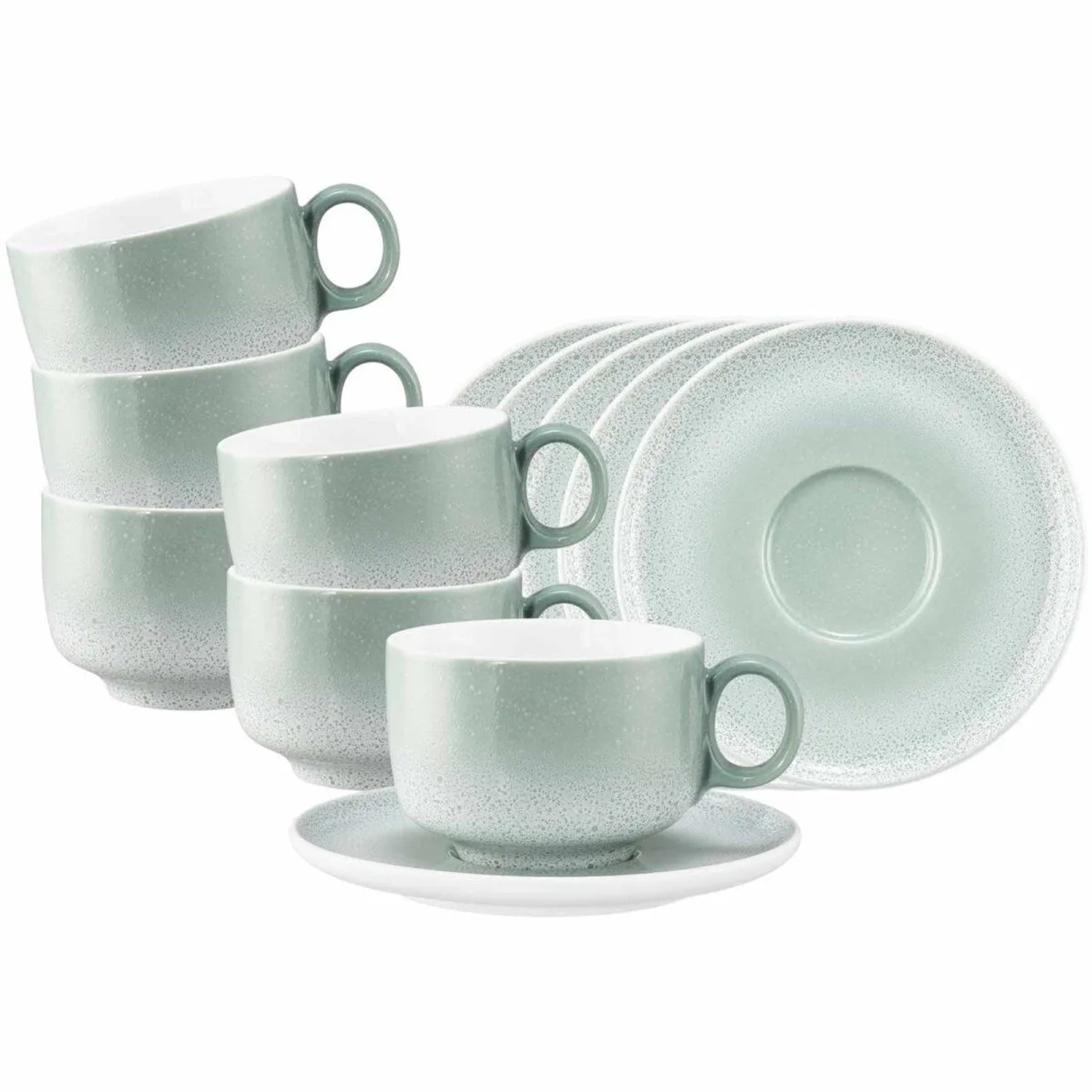 Seltmann Weiden Sento Home Milchkaffeetasse mit Untertasse 350 ml 6er Set Aura Mint