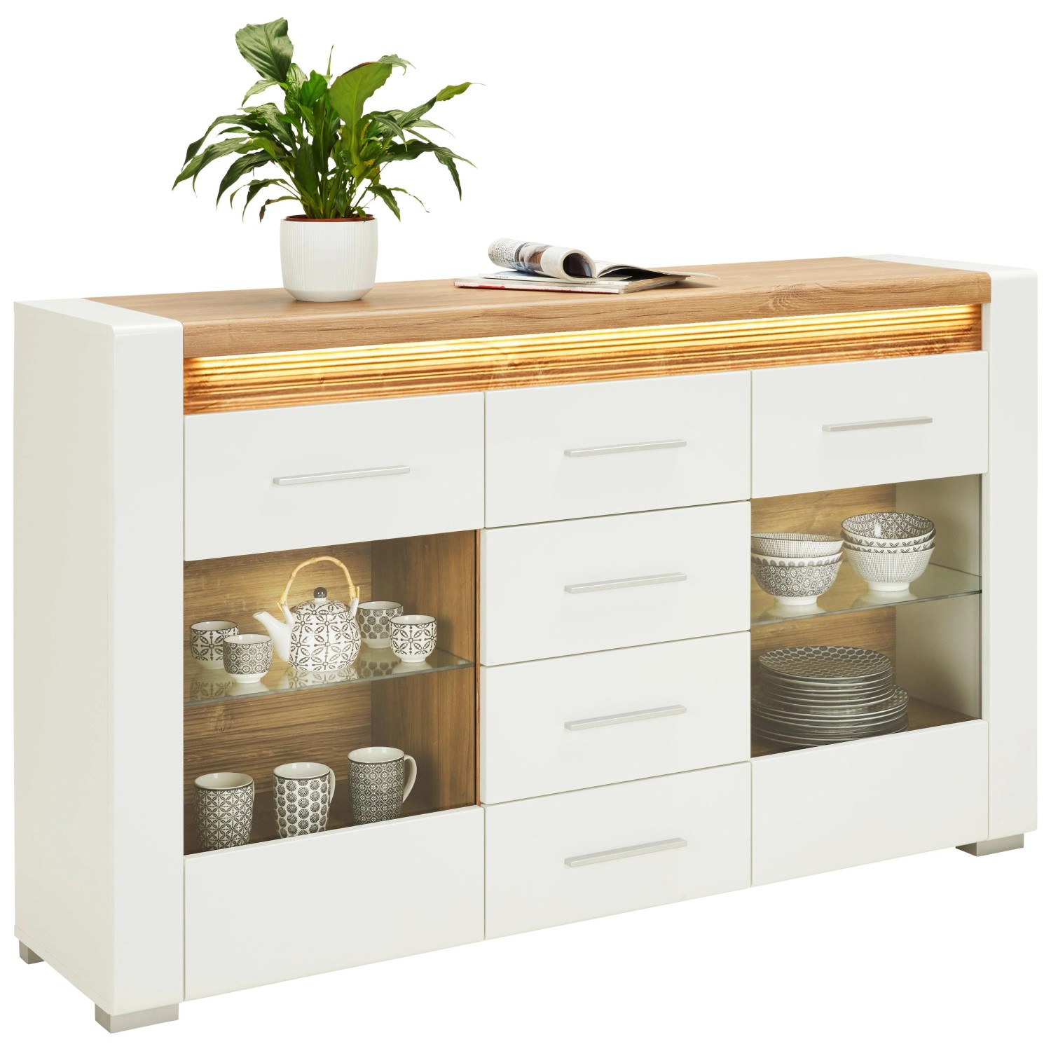 Mömax Sideboard Leonardo in Weiß Hochglanz