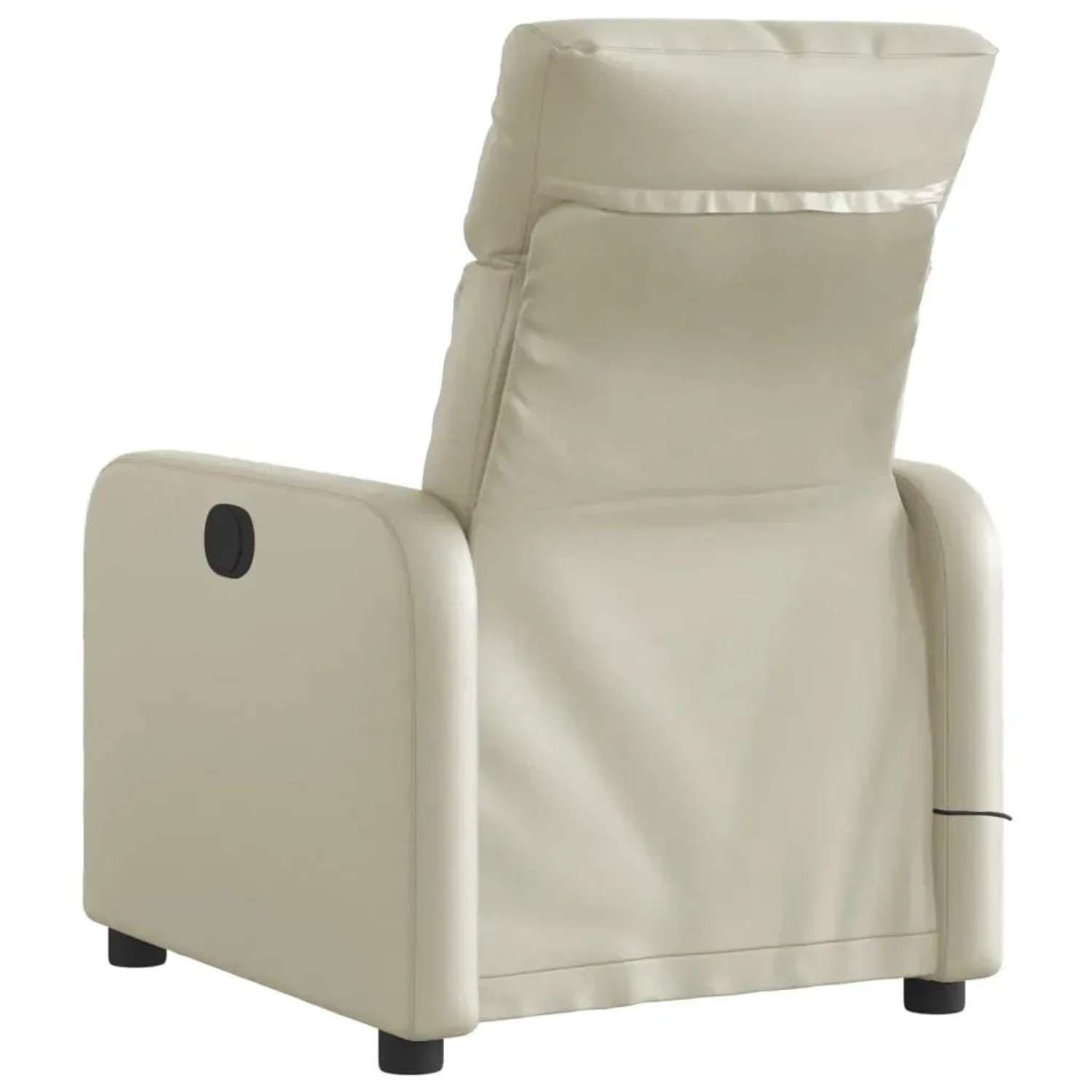 Rückansicht: Elektrischer Massagesessel, creme, Kunstleder, Modell 11. Relaxsessel mit Vibrationsmassage.