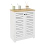 SoBuy Badschrank BZR41-W, weiß mit Lamellentüren und Holzplatte. Badmöbel zur Aufbewahrung.