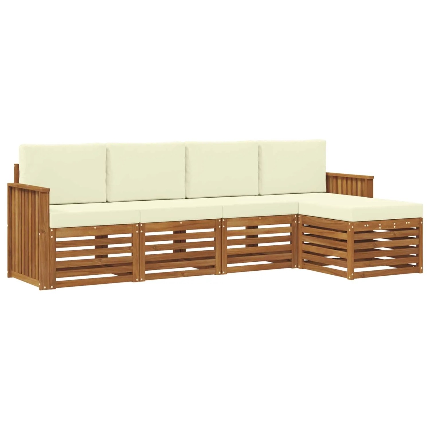 vidaXL Sofagarnituren 5 Tlg Natur und Creme Massivholz Akazie 3374645