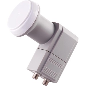 Digitales Universal-Twin LNB in Grau für Video-Zubehör, mit zwei F-Buchsen.