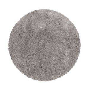 Beiger, runder Ayyildiz Hochflorteppich Fluffy 3500 mit langem Flor (Ø 80 cm).