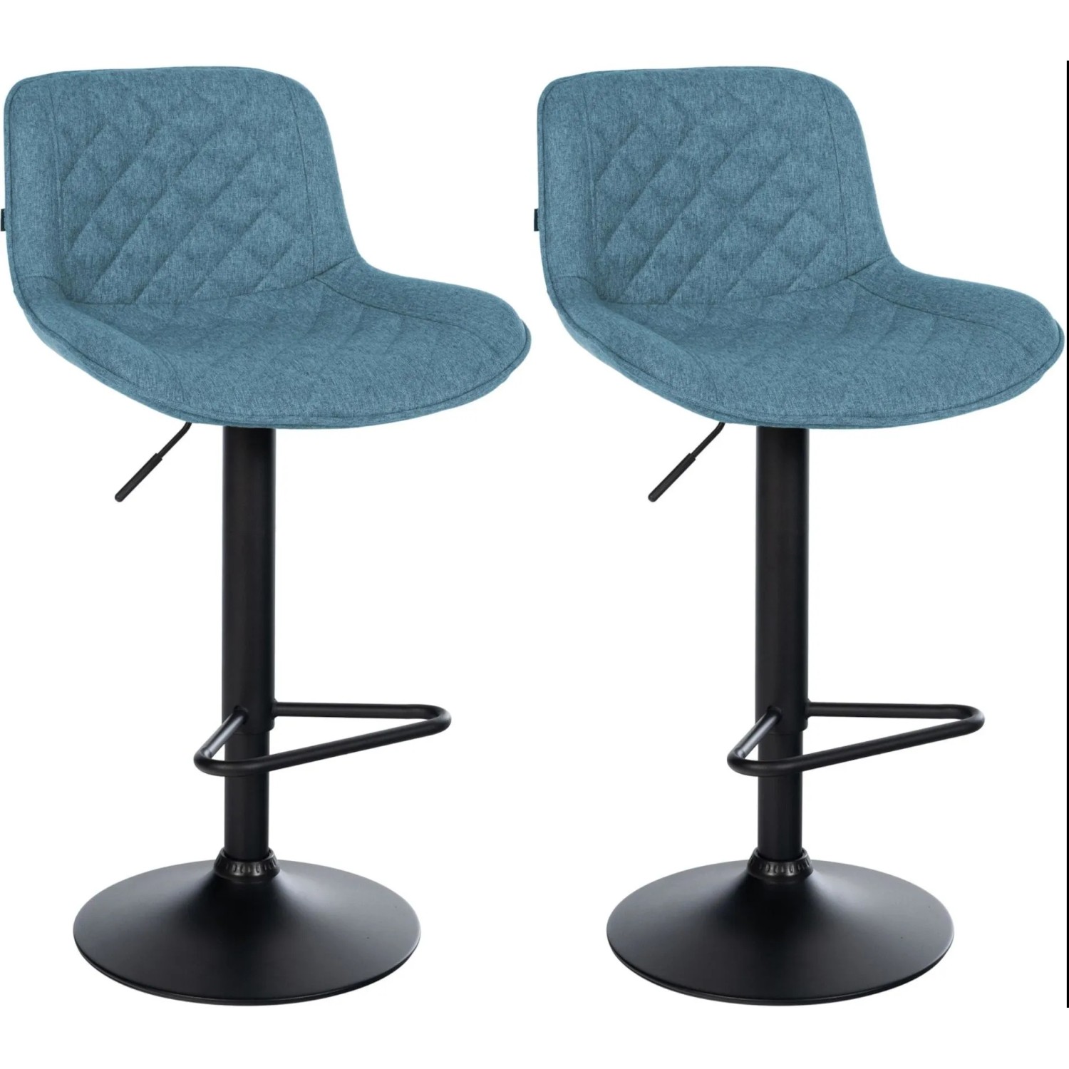 DELUKE 2er Set Barhocker KUHAR Stoff Blau 50x52x84cm Barstuhl Höhenverstellbar Mit Lehne Drehbar Tresenhocker Tresenstuhl