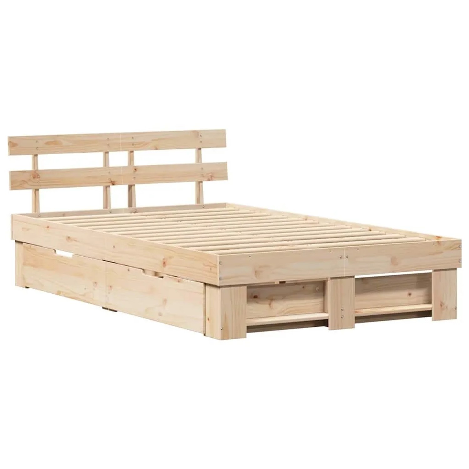 vidaXL Bettrahmen mit Kopfteil Braun 120 x 200 cm Massives Kiefernholz 3382277