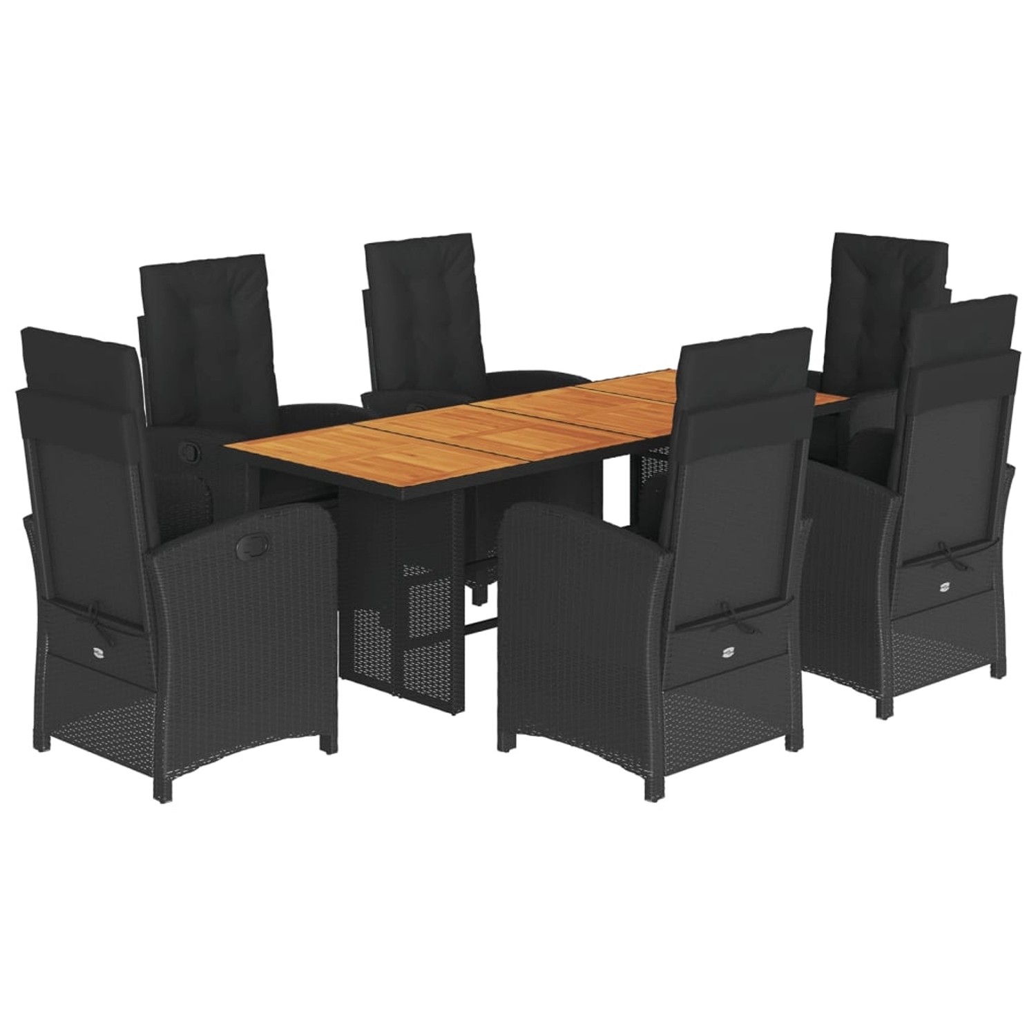 vidaXL 7-Tlg Garten-Essgruppe mit Kissen Schwarz Poly Rattan 3212275 günstig online kaufen