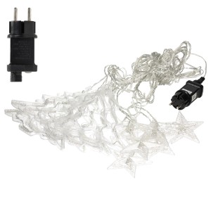 ECD Germany LED Lichtervorhang mit Sternen und Tannenbäumen, warmweiß, für Weihnachtsdekoration.