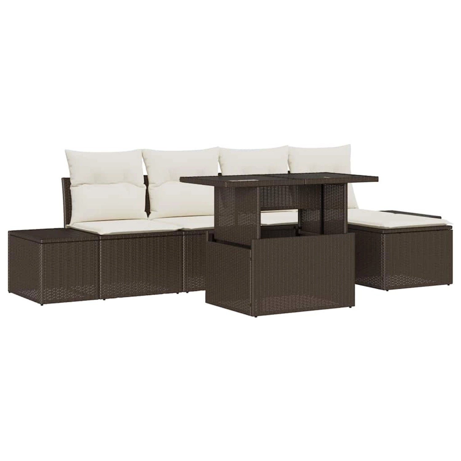 vidaXL 6-Teiliges Garten-Sofa-Set mit Kissen Braun Polyrattan 3357901 günstig online kaufen
