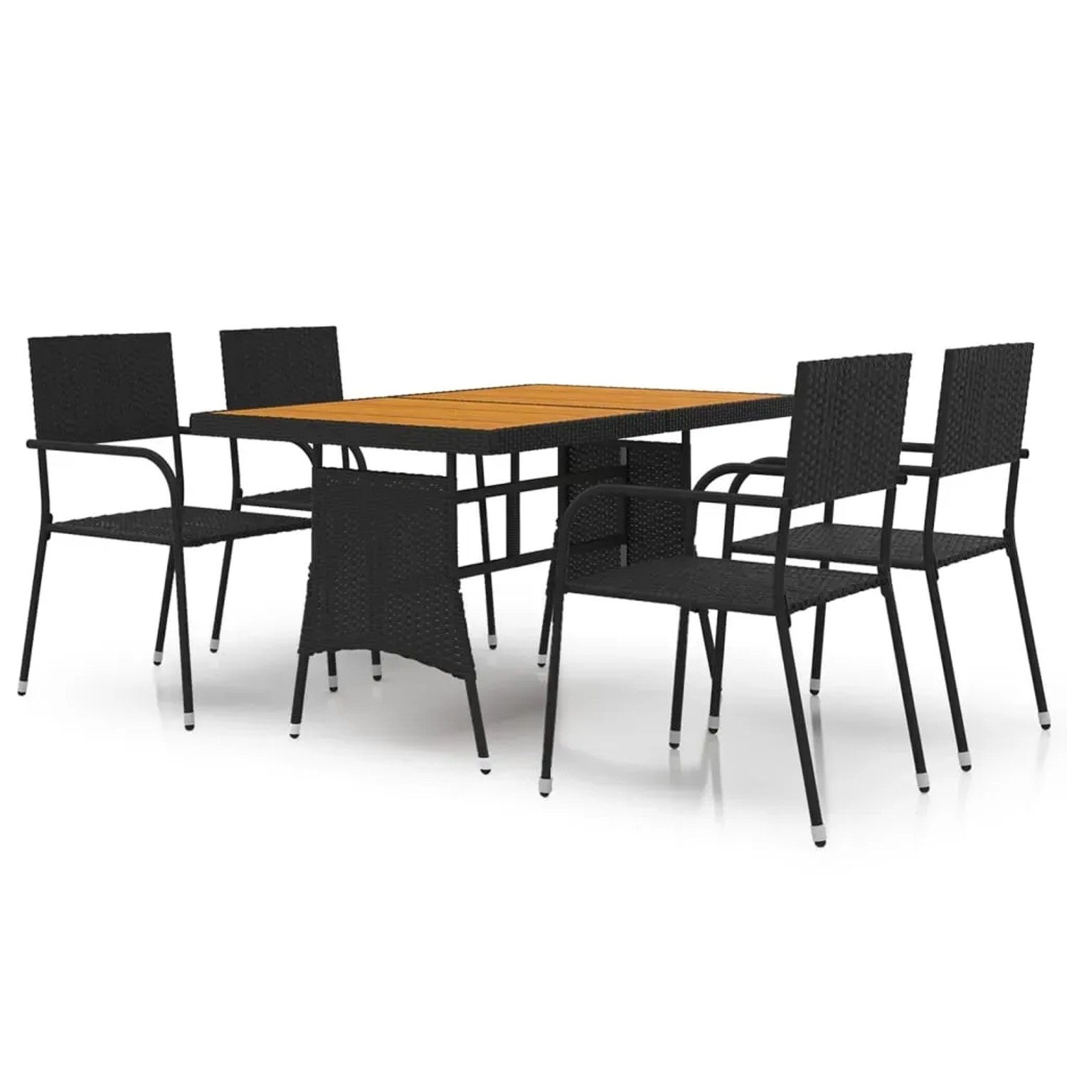 vidaXL 5-Tlg Garten-Essgruppe Poly Rattan Schwarz 3120096