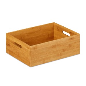 Relaxdays Aufbewahrungskiste Bambus Natur Mittel 14 cm x 40 cm x 30 cm 1,4 kg