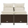 Braune 4-tlg. vidaXL Garten-Sofagarnitur aus Rattan mit cremefarbenen Kissen.