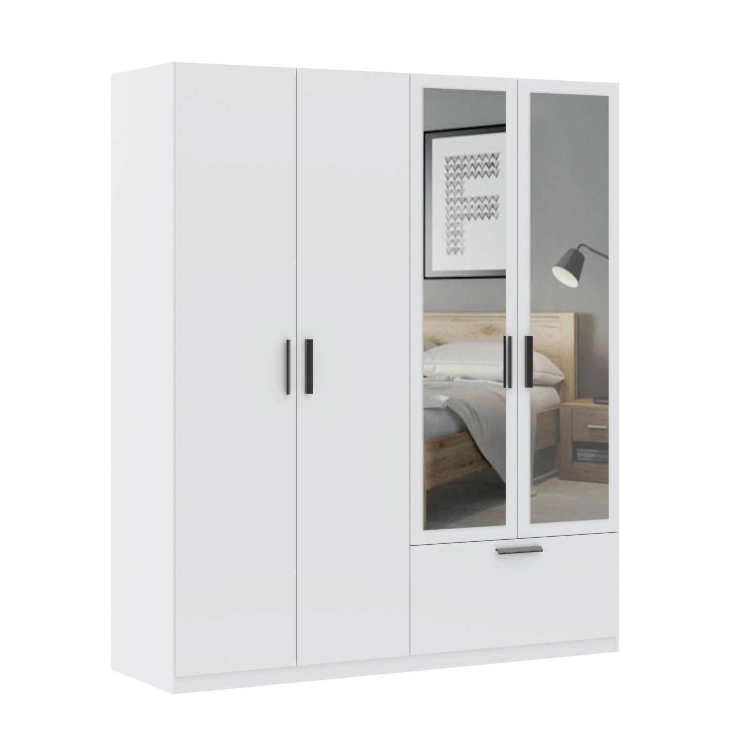 Mömax Drehtürenschrank Milos 4T1S2S Weiß