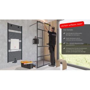 Montageservice von Schulte: Fachmann montiert Dusche. Inkl. Werkzeug und Handtuchwärmer.