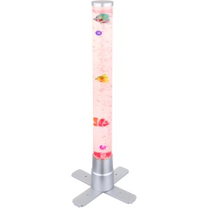 Globo LED-Stehlampe Mendoza, silberfarben, mit Wasser, Fischen und RGB-Farbwechsler.