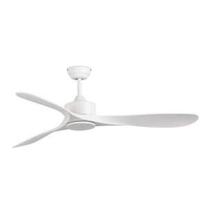 Weißer FARO Deckenventilator Luzon 132 cm mit drei Flügeln und Fernbedienung.