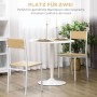 Weißer runder HOMCOM Esstisch aus MDF und Stahl, modern, für zwei Personen, in Esszimmer-Umgebung.