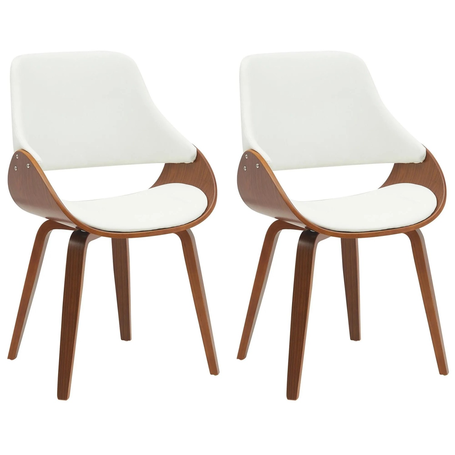 DELUKE 2er Set Esszimmerstuhl GILIS Kunstleder Walnuss/weiß 52x54x86cm Essstühle Esszimmerstühle Küchenstühle Wohnzimmerstühle