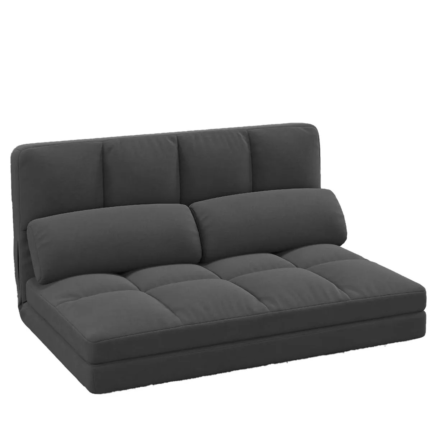 Costway Klappbares Bodensofa 3 In 1 Schlafsofa mit 2 Kissen Dunkelgrau