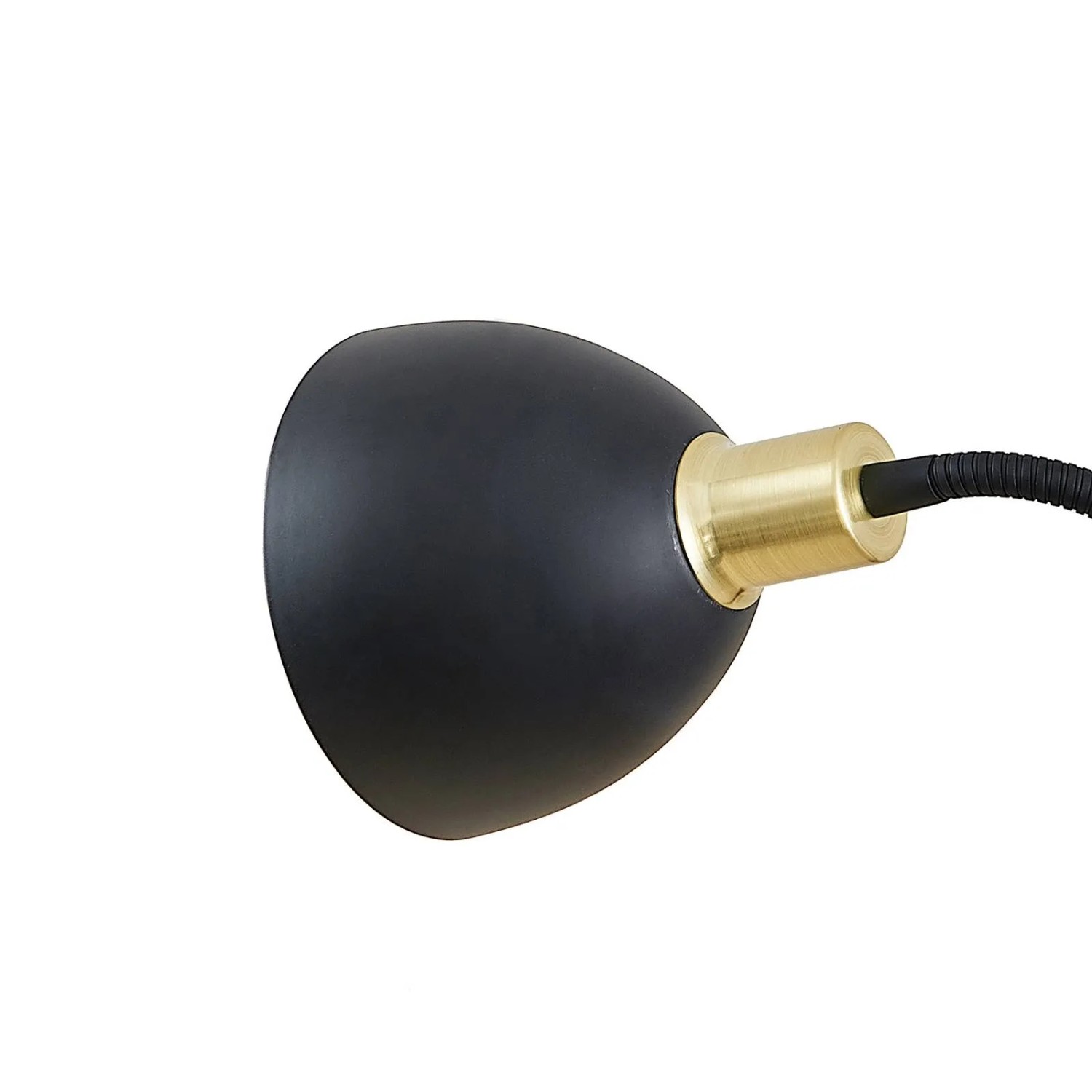 Moderne Lindby Klemmleuchte Genora in Schwarz mit goldenem Detail. Ideal als Wohnzimmerleuchte.