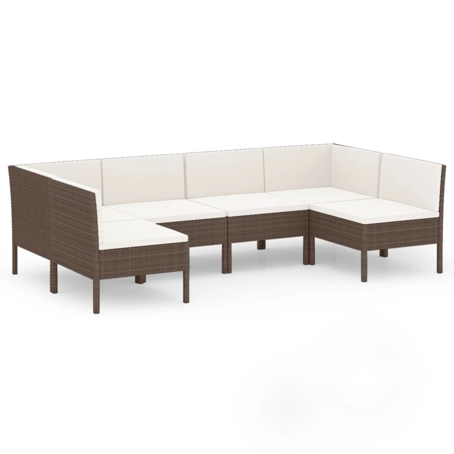 vidaXL 6-tlg Garten-Lounge-Set mit Auflagen Poly Rattan Braun Modell 23