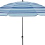 Derby Marktschirm COMO, Ø 165 cm, blau gestreift, mit Knickfunktion für Balkon und Garten.