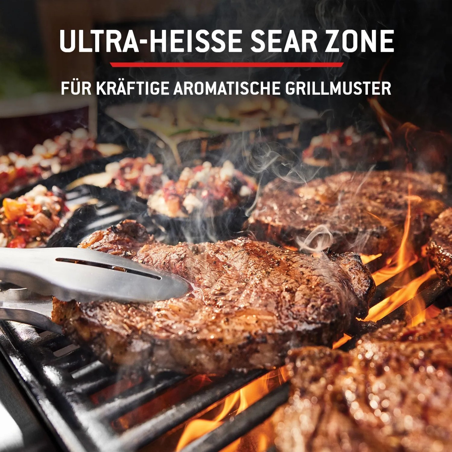 Steaks auf dem Weber Gasgrill E-325 GBS Spirit mit Sear Zone für Grillmuster.