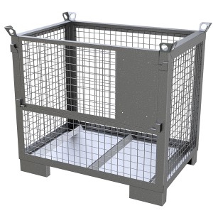 Silberne Schake Kranbare Gitterbox, 1200x800x1074 mm, für Lager und Transport.