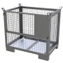 Silberne Schake Kranbare Gitterbox, 1200x800x1074 mm, für Lager und Transport.