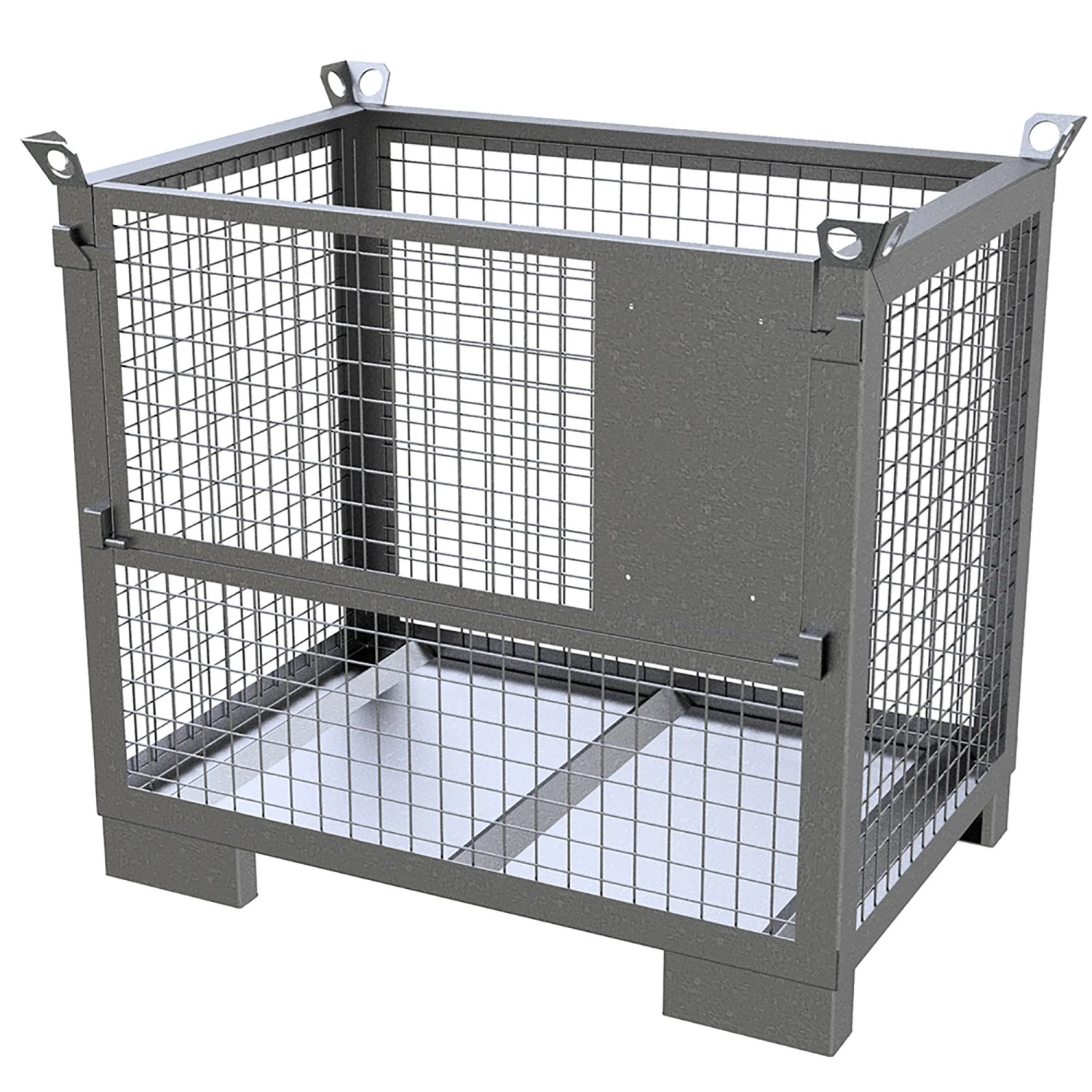 Silberne Schake Kranbare Gitterbox, 1200x800x1074 mm, für Lager und Transport.