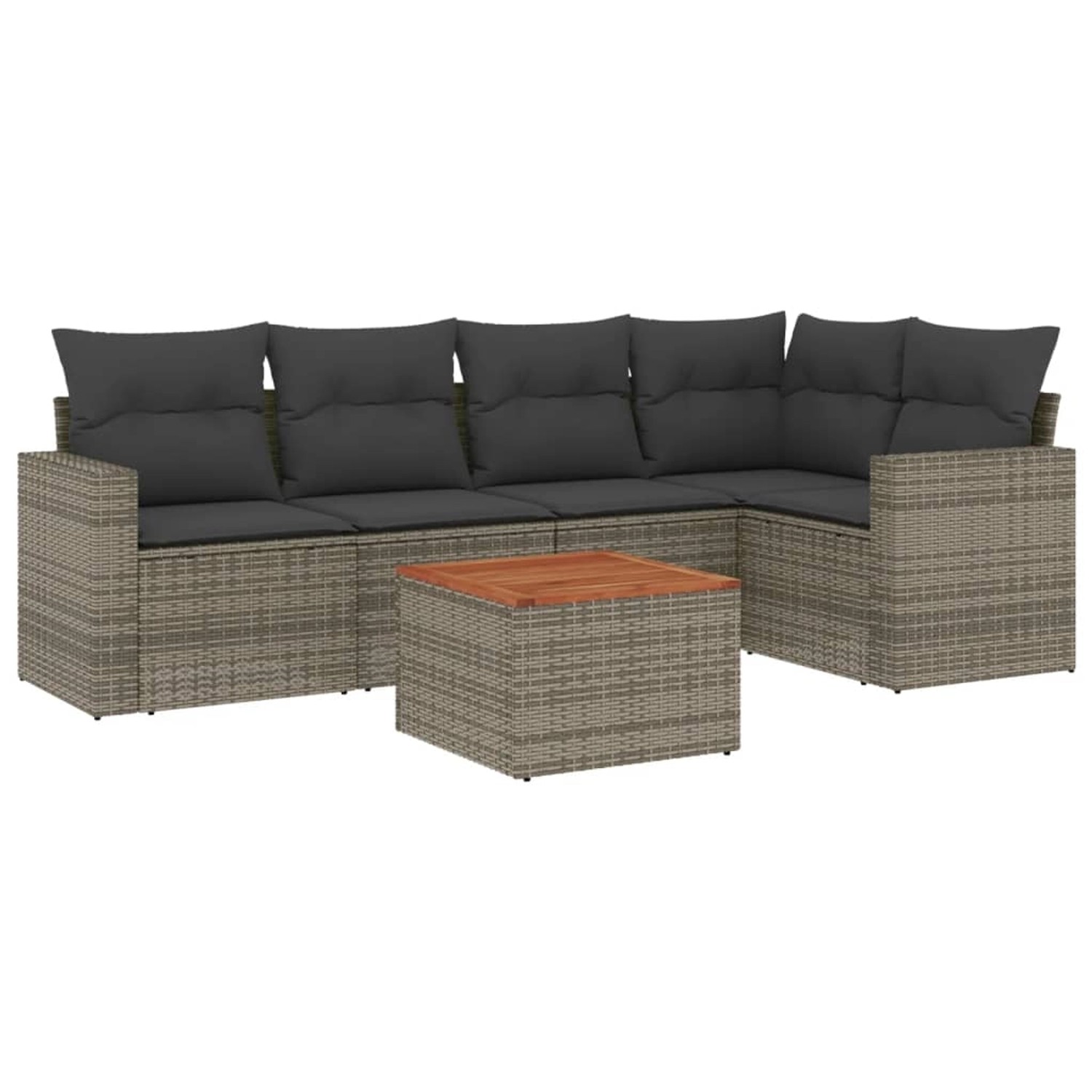 vidaXL 6-Tlg Garten-Sofagarnitur mit Kissen Grau Poly Rattan 3256445 günstig online kaufen