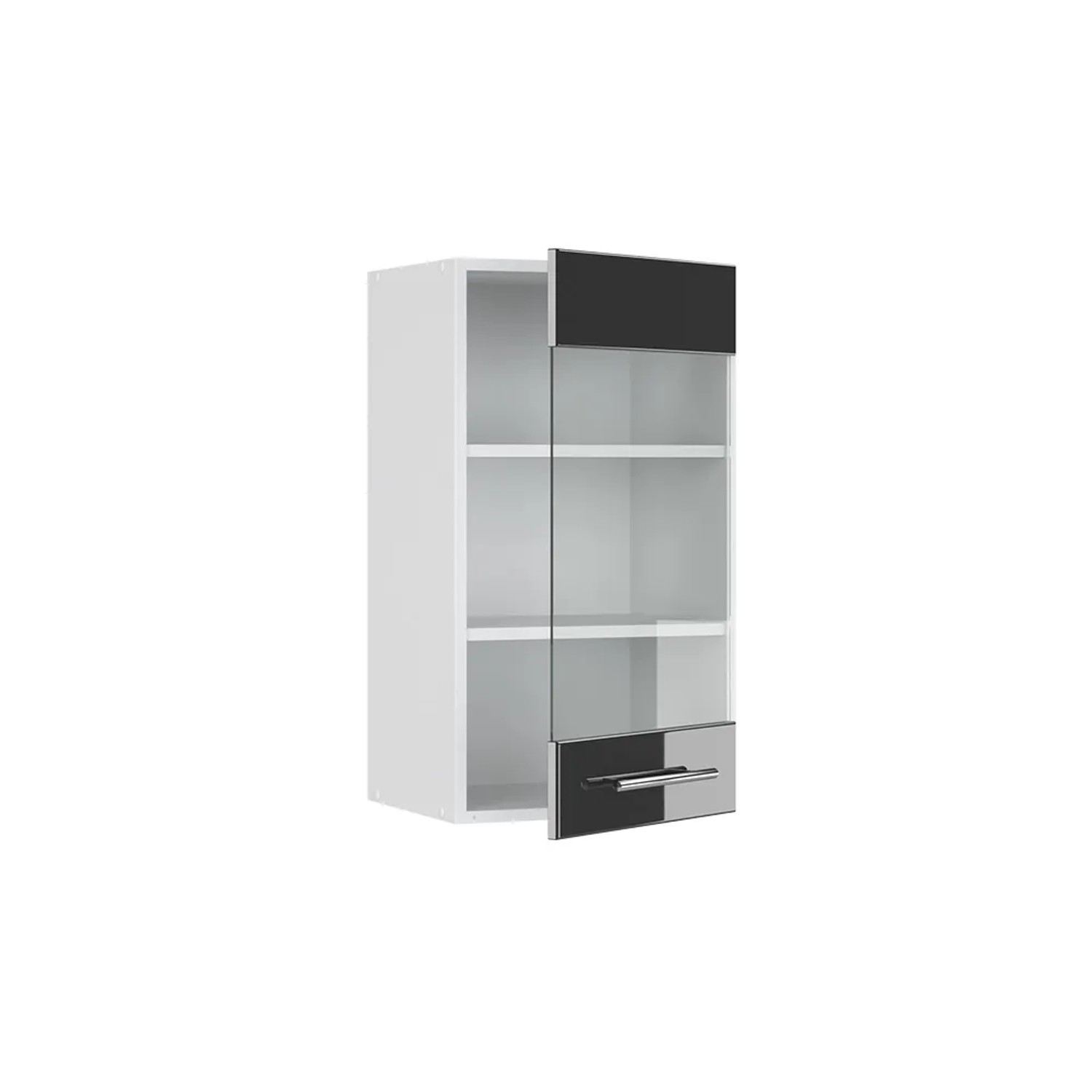 Vicco Küchenglasschrank Fame-Line, Hängeschrank in Anthrazit Hochglanz/Weiß, 40 cm breit.