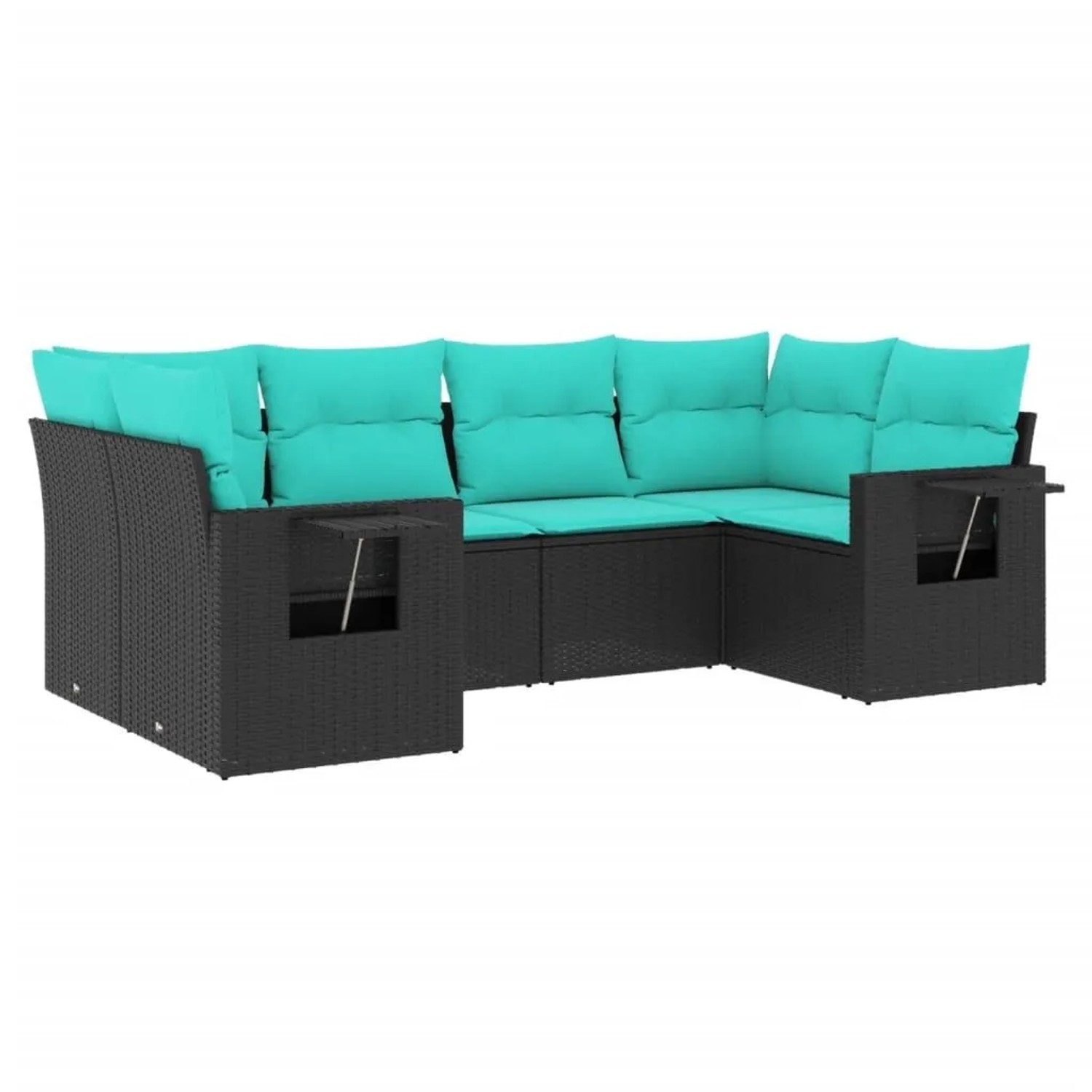 vidaXL 6-Tlg Gartensofa-Set mit Kissen Schwarz Polyrattan 3220576 günstig online kaufen