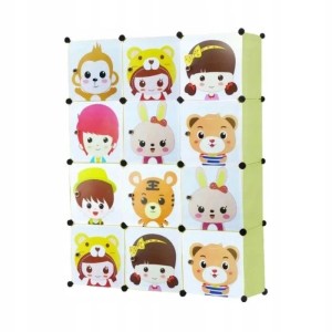 Bunter Rebiko Kinder Kleiderschrank mit Tiermotiven für Spielzeug und Kleidung.
