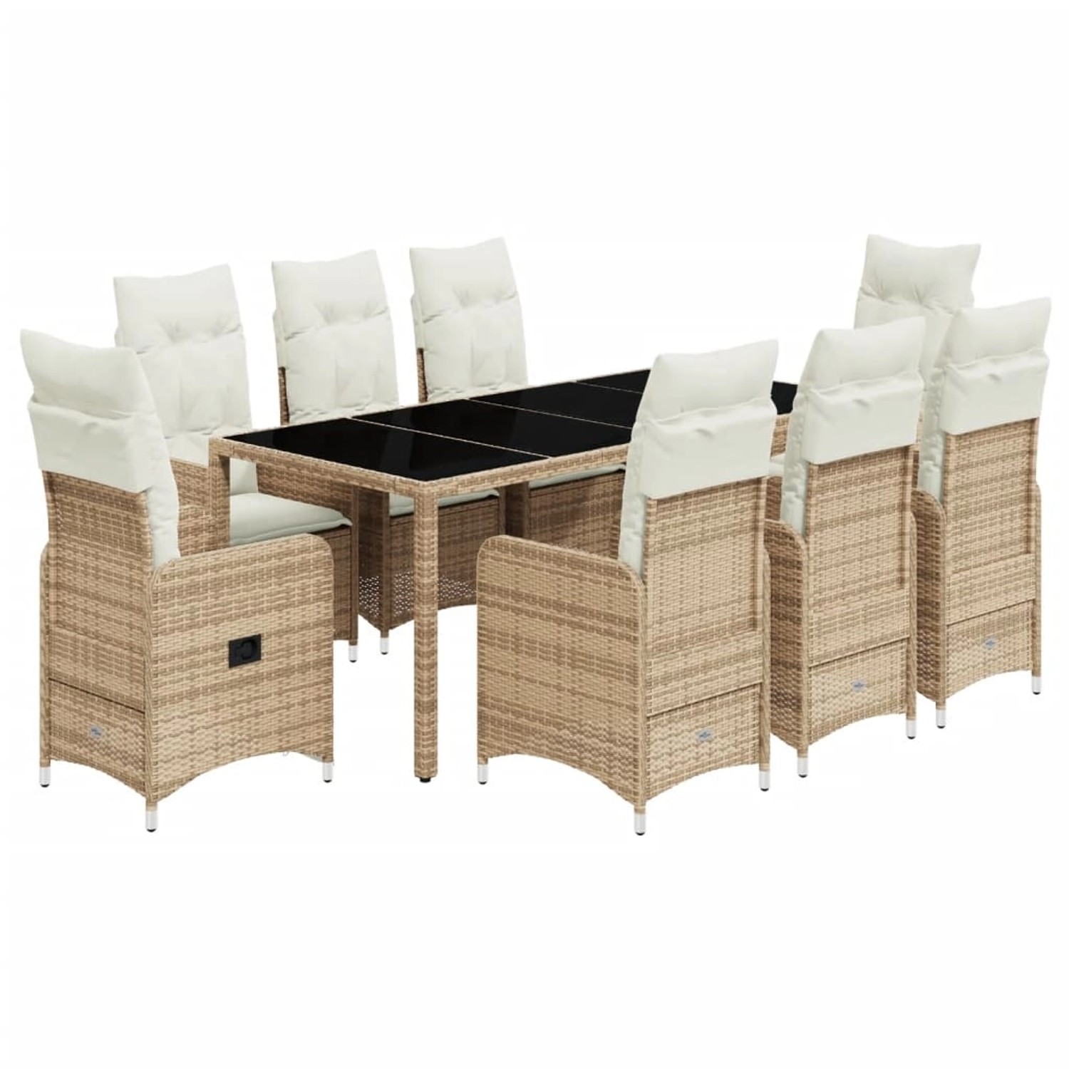 Thumbnail - vidaXL 9-tlg Garten-Bistro-Set mit Kissen Beige Poly Rattan Modell 9