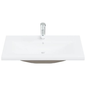 vidaXL Waschbecken aus Keramik, weiß, mit Armatur für Badmöbel-Set.