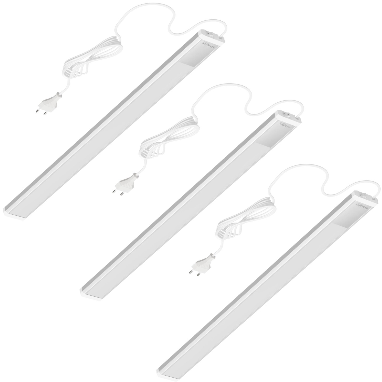 Oktaplex 3er Set Aluminium Unterbauleuchte Neutralweiß 4000K Küchenbeleuchtung 57,5cm 800 Lm Lichtleiste mit Schalter