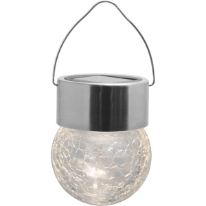 2er Set Solar-Hängeleuchte mit Crackle-Optik in Transparent-Silber. Deko für Garten & Balkon.