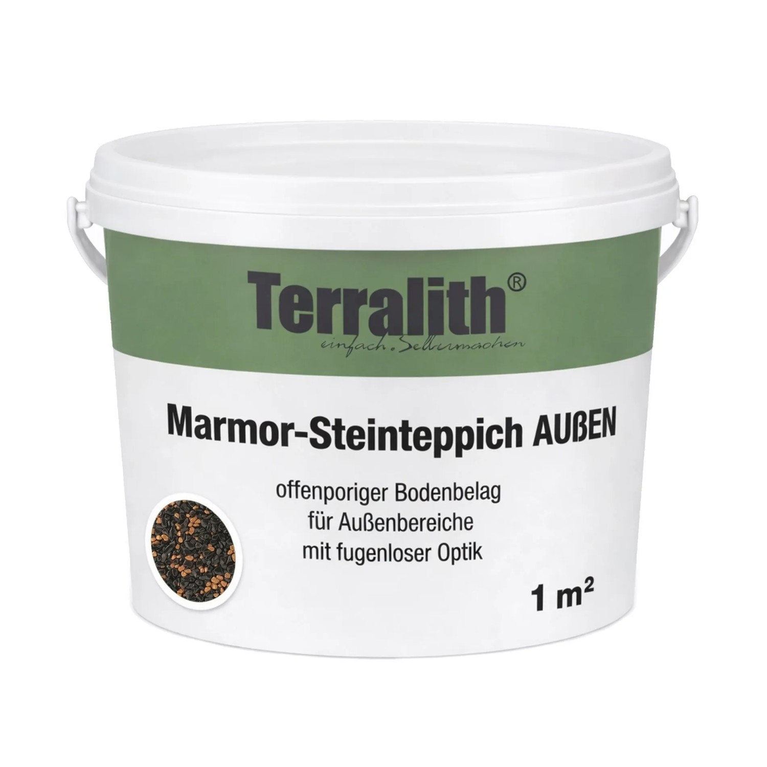 Terralith Metallic Steinteppich Metallic Mix 401 für 1 m² Außen Mittel 4-6 mm