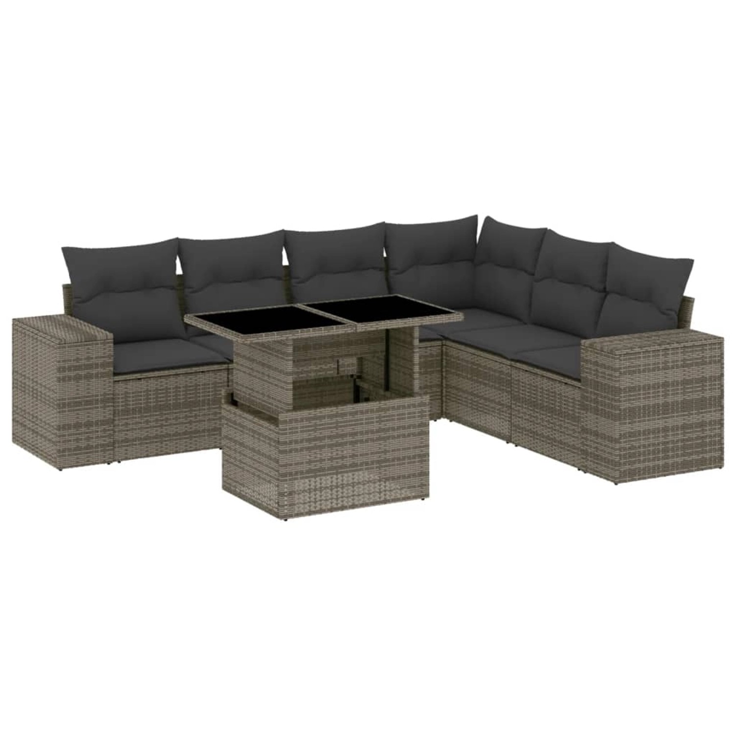 vidaXL 7-tlg Garten-Sofagarnitur mit Kissen Grau Poly Rattan Modell 188 günstig online kaufen