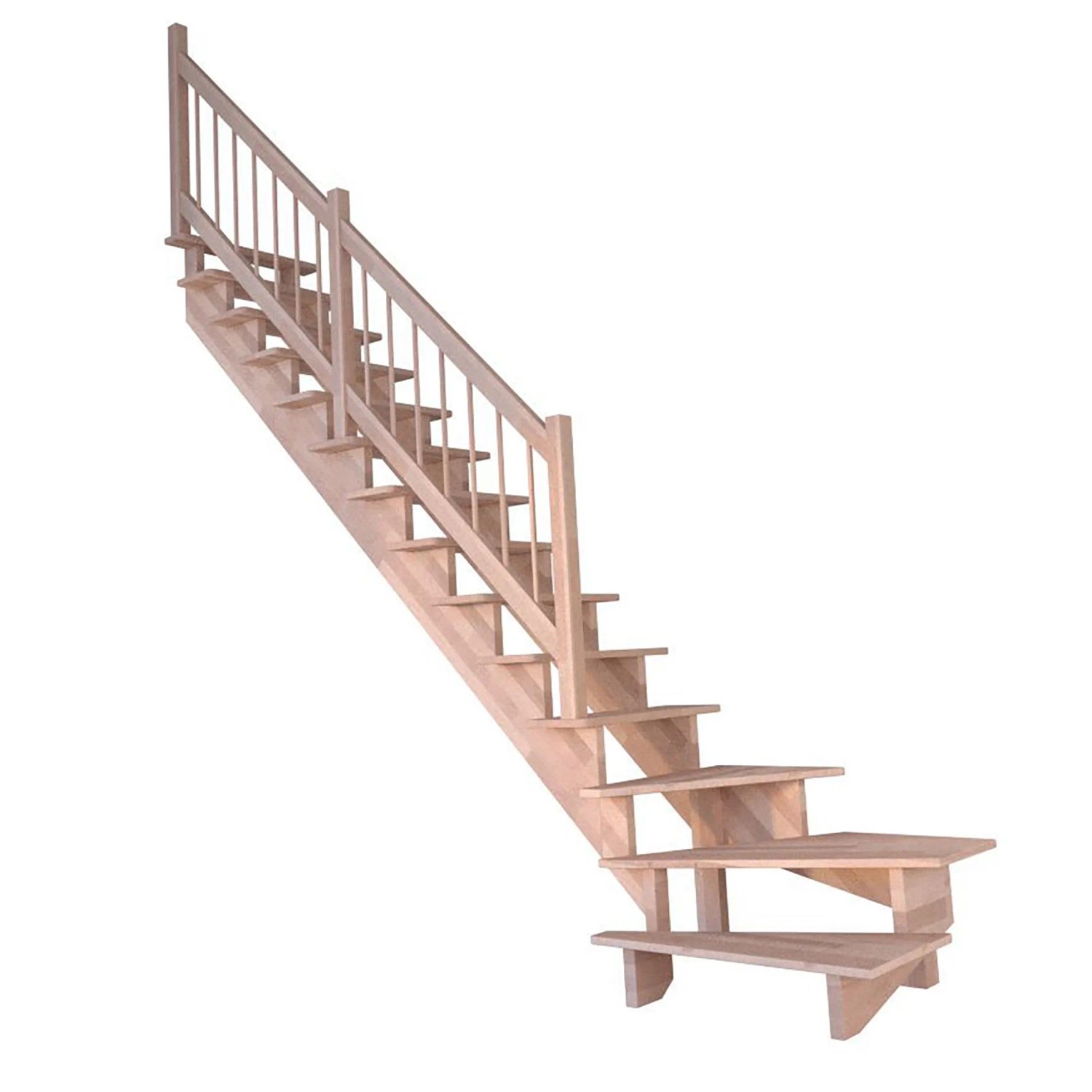Treppe Lindos Buche Gewendelt Links 100 cm Holz-Design-Geländer FSC® günstig online kaufen