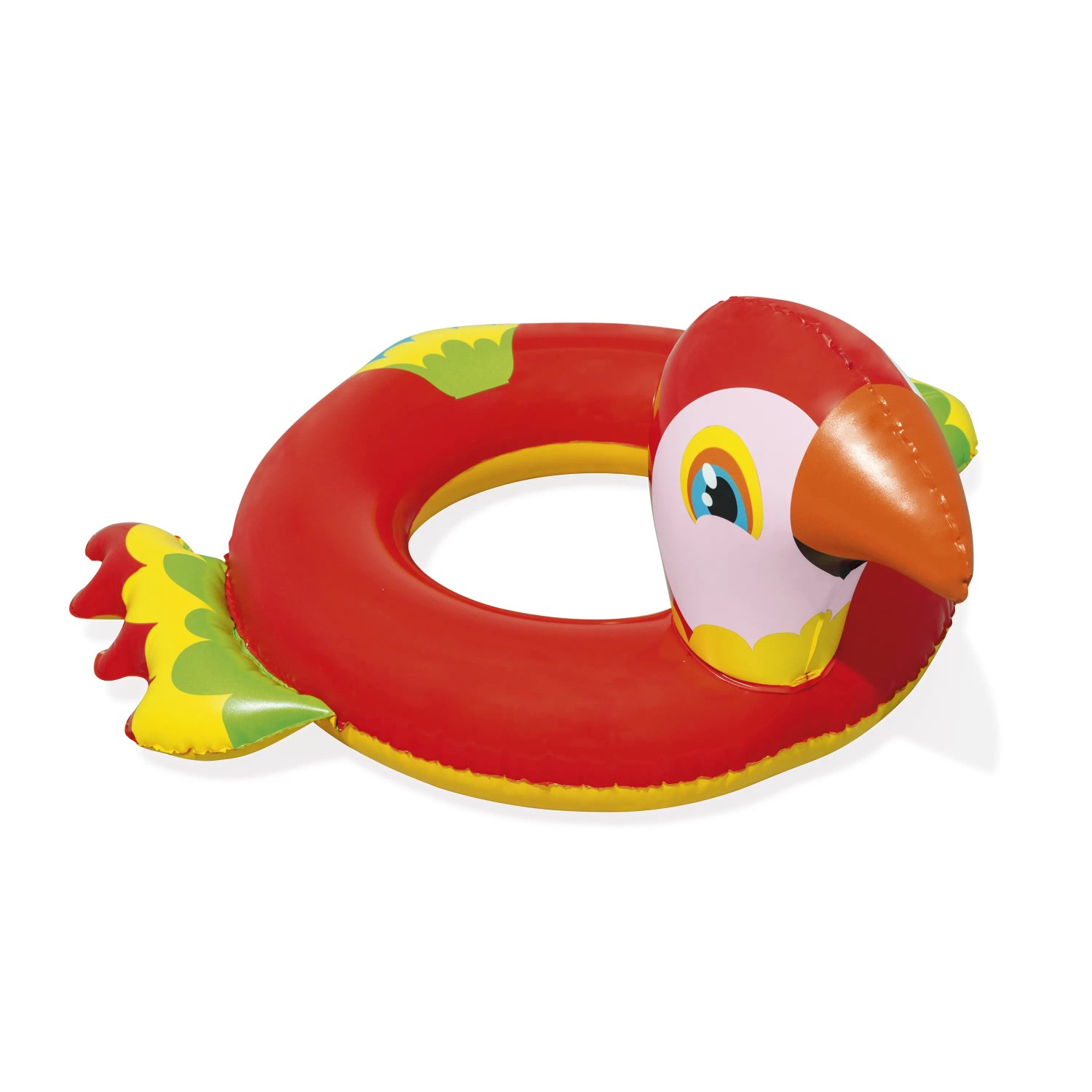 Bestway Schwimmring im Tierdesign, Papagei, rot/gelb, für Badespaß im Pool.