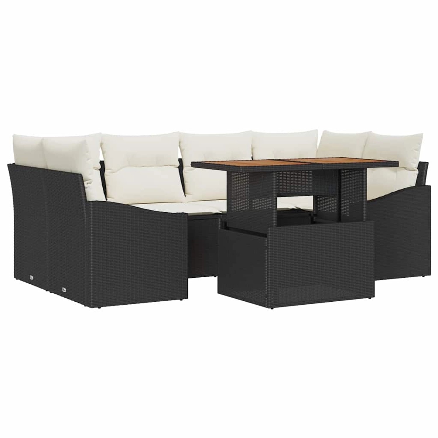 vidaXL Garten-Sofa-Set mit Speicher 7-Tlg Schwarz Poly Rattan 3358525 günstig online kaufen