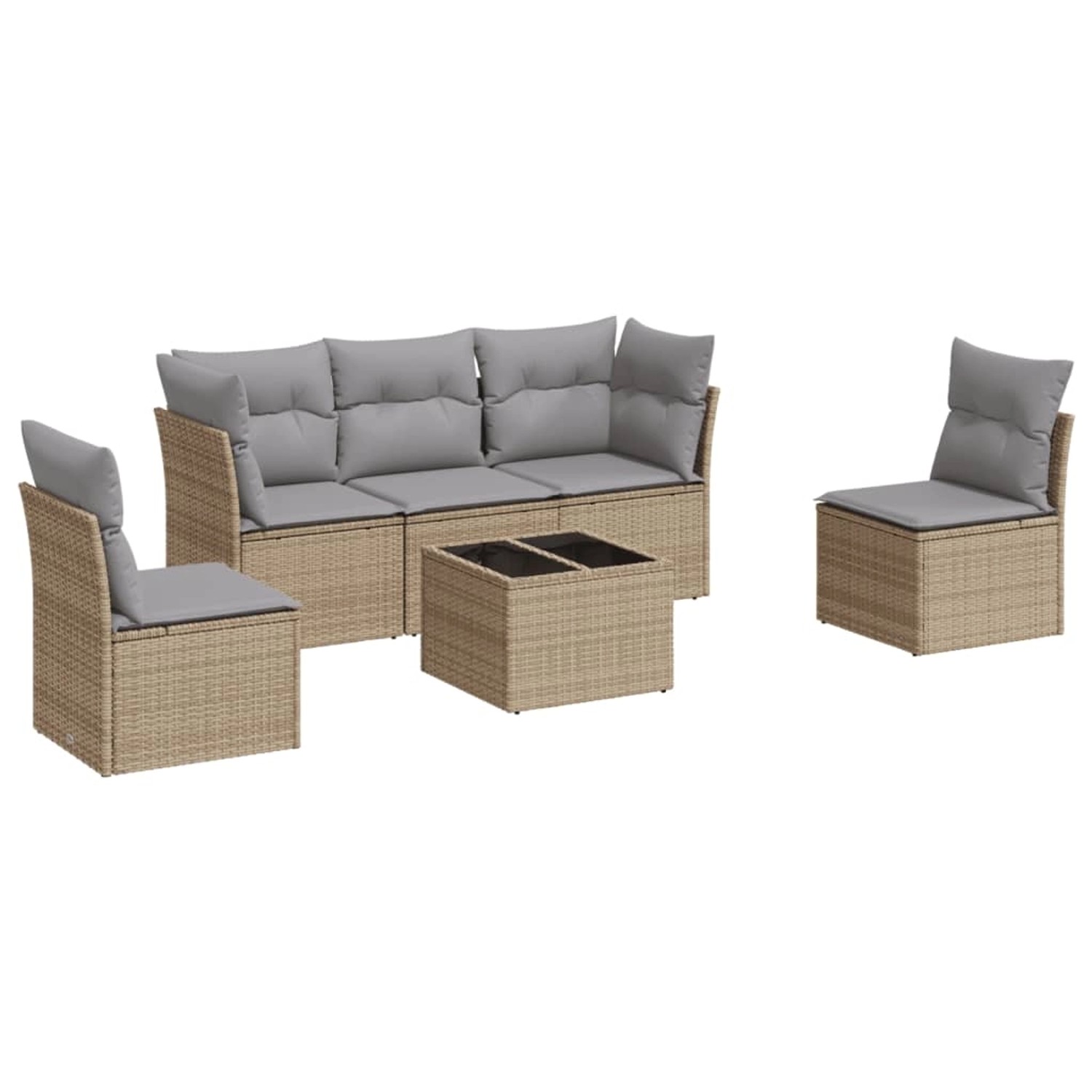 vidaXL 6-Tlg Garten-Sofagarnitur mit Kissen Beige Poly Rattan 3217359 günstig online kaufen