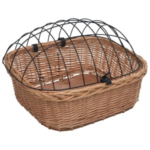 vidaXL Fahrradkorb Vorne mit Deckel 50x45x35 cm Natur Weide 170902