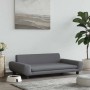 Dunkelgraues vidaXL Hundebett aus Samt, 100x54x33 cm, im Wohnzimmer.