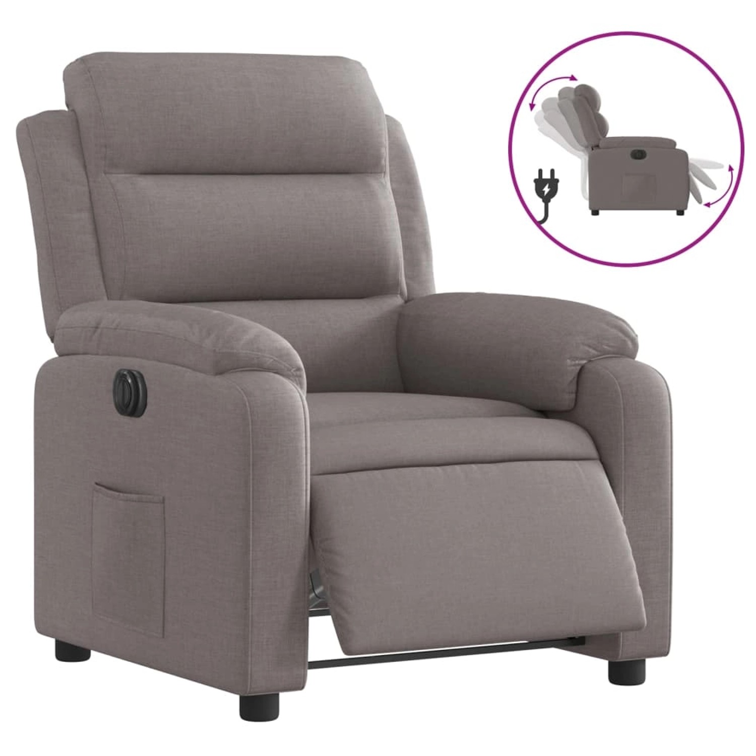 vidaXL Relaxsessel Elektrisch Taupe Stoff 3204964